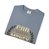 God Money Power T-Shirt — Bold Gold Laurel Graphic Tee