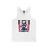 Patriotic Bandana Priest Tank Top — American Flag Graphic “Madonna of Mercy”
