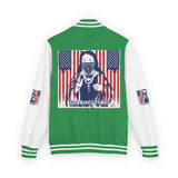 Letterman Jacket — Patriotic 'God Money Power' Graphic Varsity Jacket