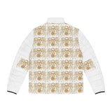 Vintage Portrait Pattern Puffer Jacket