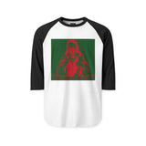 Raglan Shirt — Retro Red & Green Pop Art Portrait Baseball Tee
