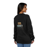 God Money Power Raglan Sweatshirt — Faith & Ambition Graphic Crewneck