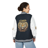 Tiger Crest Letterman Jacket — GMP "Good Money Power" Red & White Varsity