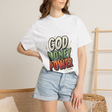 God Money Power Graphic T-Shirt — Bold Retro Faith & Hustle Tee