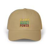 Dad Cap — GOD MONEY POWER Embroidered Tricolor Baseball Hat