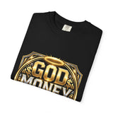 God Money Power Graphic T-Shirt — Bold Gold Faith & Hustle Tee