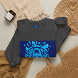 Crewneck Sweatshirt — 'God Money Power' Blue Graphic Pullover