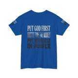 Inspirational Faith Tee — "Put God First, Hustle for the Money, Put Yourself in Power"