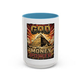 Coffee Mug - 'God Money Power' Pyramid Graphic Accent Mug (11/15oz)