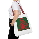 Religious Icon Tote Bag — Red & Green Saint Artwork All-Over Print