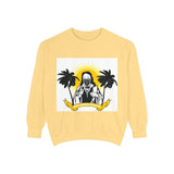 Saint with Palm Trees Graphic Sweatshirt – Retro Tropical 'Good Vibes Only' Crewneck