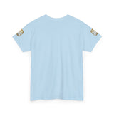 Graphic Tee — "God Money Power" Gold Crest T-Shirt