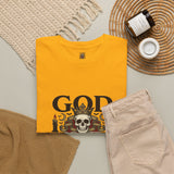 Graphic Tee — "God Money Power" Skull Design