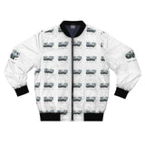 Logo All-Over Print Bomber Jacket — White "GMP" Streetwear Jacket
