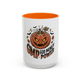 Halloween Pumpkin "GMP: God Money Power" Accent Coffee Mug — Spooky Fall Gift (11/15oz)