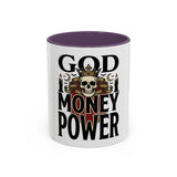 God Money Power-Coffee Mug — Skull Crown Gothic Accent Mug (11oz & 15oz)