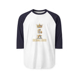 Raglan Shirt — Gold Crown 'God Money Power' Graphic Baseball Tee