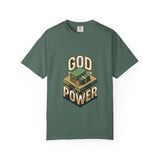 God Power T-Shirt — Faith Graphic Tee with Vintage Tank Illustration
