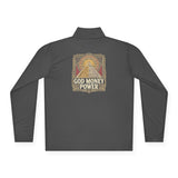 Quarter-Zip Pullover — Gold Money Prayer Art Deco Chest & Back Design