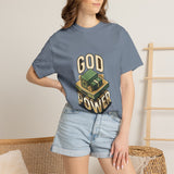 God Power T-Shirt — Faith Graphic Tee with Vintage Tank Illustration