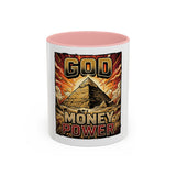 Coffee Mug - 'God Money Power' Pyramid Graphic Accent Mug (11/15oz)