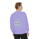 Graphic Sweatshirt - "God Money Power" Blue Retro Streetwear Crewneck