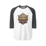 God, Money, Power Raglan Shirt — Christian Faith & Hustle Baseball Tee
