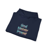 God Money Power Hoodie — Inspirational Graphic Pullover with Script on Sleeves