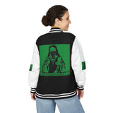 Letterman Jacket — 'God Money Power' Graphic Varsity Jacket