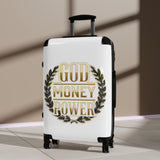 Hard-shell Carry-On Suitcase — "God Money Power" Laurel Design