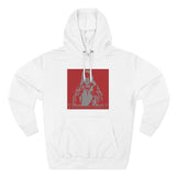 God Money Power Hoodie — Red Three-Panel Graphic Fleece Hoodie