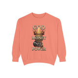 Sweatshirt — 'God Money Power' Crown & Fist Graphic Crewneck