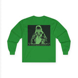Long Sleeve Tee — Neon Green 'God Money Power' Graphic