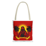 Sunrise Rasta Tote Bag – "God Money Power" Graphic Beach Shopper