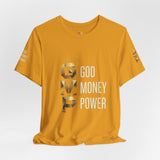 GVP 'God Money Power' Graphic Tee – Gold Lettering Christian Streetwear