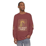 Long Sleeve T-Shirt — 'God, Money, Power' Pyramid Graphic