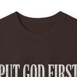 Long Sleeve Tee — "Put God First, Hustle for the Money, Put Yourself in Power" Inspirational Faith & Hustle Top
