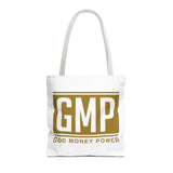 GMP Gold Logo Tote Bag — "God Money Power" Inspirational Canvas Tote
