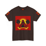 Surf Saint T‑Shirt — Vintage Palm Beach Vibes ("Our Savior Protects" Banner)