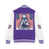 Letterman Jacket — Patriotic 'God Money Power' Graphic Varsity Jacket