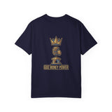 God Money Power T-Shirt — Crown & Coins Faith-Inspired Graphic Tee