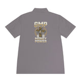 Money Power Polo — Men's White Sport Polo with 'GMP Money Power' Gold Dice Emblem