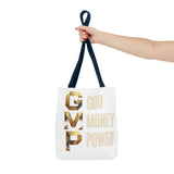 God Money Power Tote Bag – Gold 3-Word Motivational AOP Tote