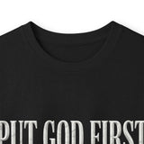 Long Sleeve Tee — "Put God First, Hustle for the Money, Put Yourself in Power" Inspirational Faith & Hustle Top