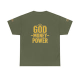 GMP "God Money Power" Tee - Gold Logo Graphic T-Shirt