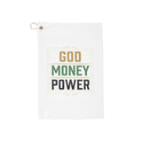 Golf Towel — “God Money Power” Motivational Golf Towel with Grommet