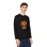 God Money Power- Youth Long Sleeve Tee — Halloween Jack-O'-Lantern Pumpkin Graphic