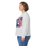 Long Sleeve Tee - Patriotic Bandana Mask Design with 'God, Money & Power' Graphic
