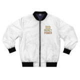 Bomber Jacket – "God Money Power" Graphic Bomber Jacket
