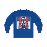 Long Sleeve Tee - Patriotic Bandana Mask Design with 'God, Money & Power' Graphic
